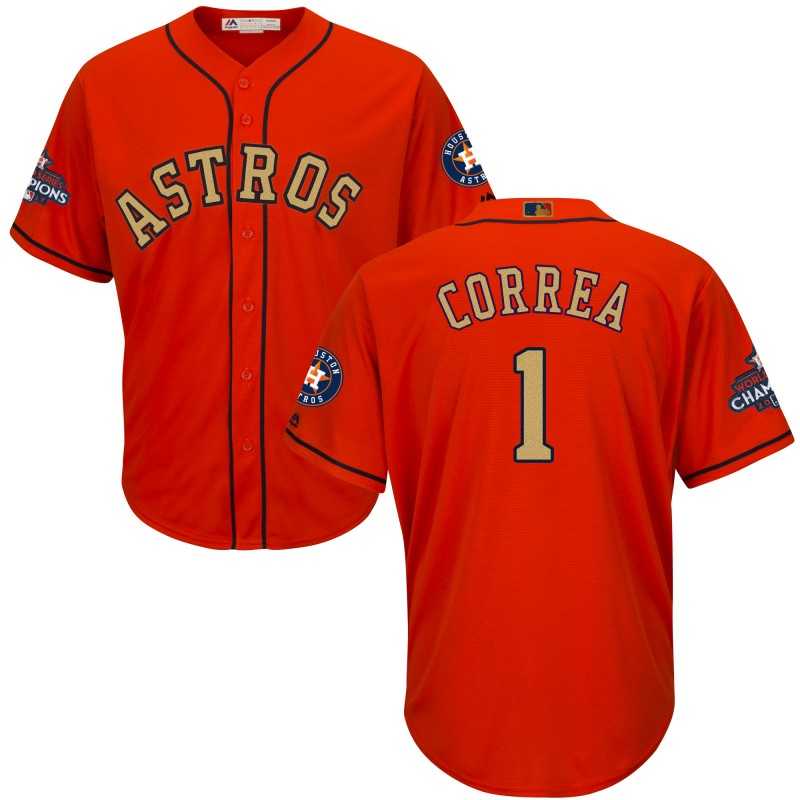 Astros #1 Carlos Correa Orange 2018 Gold Program Cool Base Jersey,We sell and wholesale Astros #1 Carlos Correa Orange 2018 Gold Program Cool Base Jersey on line form chian!