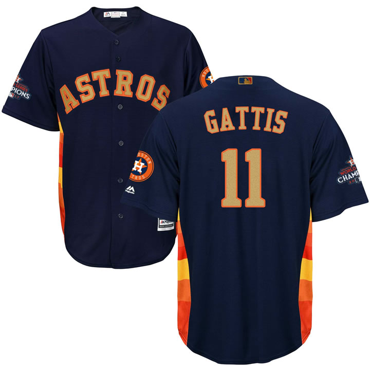 Astros #11 Evan Gattis Navy 2018 Gold Program Cool Base Jersey,We sell and wholesale Astros #11 Evan Gattis Navy 2018 Gold Program Cool Base Jersey on line form chian!