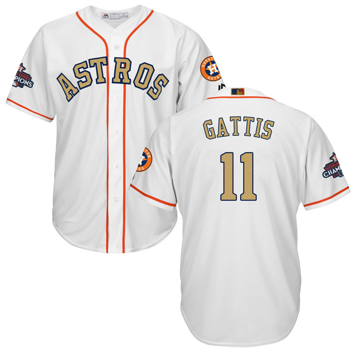 Astros #11 Evan Gattis White 2018 Gold Program Cool Base Jersey,We sell and wholesale Astros #11 Evan Gattis White 2018 Gold Program Cool Base Jersey on line form chian!