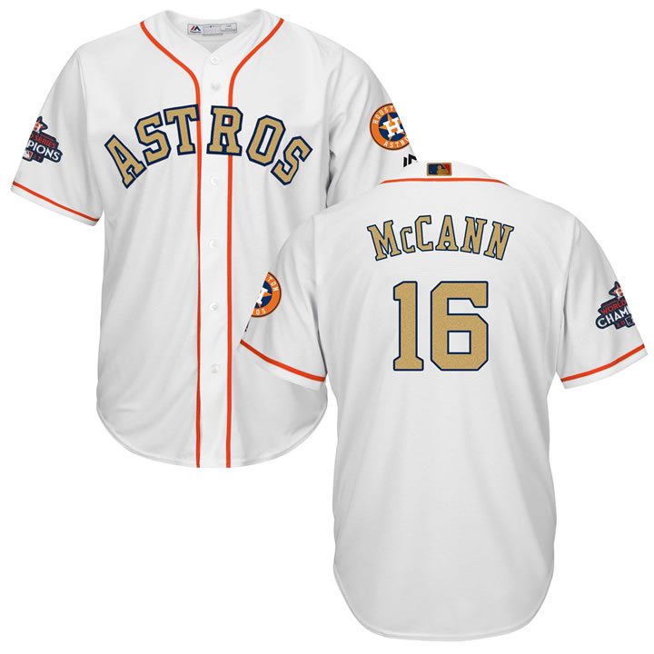 Astros #16 Brian McCann White 2018 Gold Program Cool Base Jersey,We sell and wholesale Astros #16 Brian McCann White 2018 Gold Program Cool Base Jersey on line form chian!