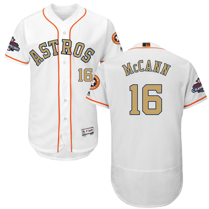 Astros #16 Brian McCann White 2018 Gold Program Flexbase Jersey,We sell and wholesale Astros #16 Brian McCann White 2018 Gold Program Flexbase Jersey on line form chian!