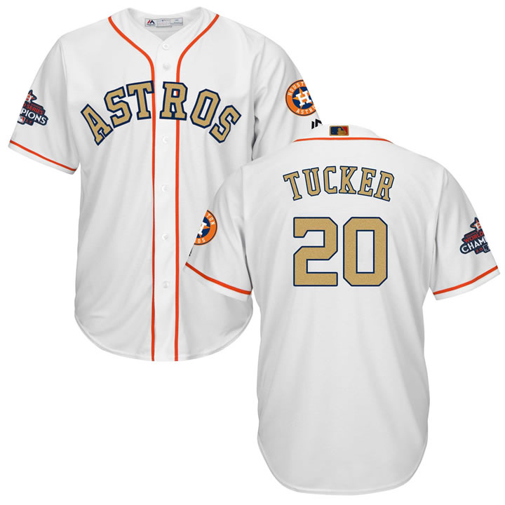 Astros #20 Preston Tucker White 2018 Gold Program Cool Base Jersey,We sell and wholesale Astros #20 Preston Tucker White 2018 Gold Program Cool Base Jersey on line form chian!