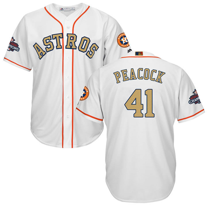 Astros #41 Brad Peacock White 2018 Gold Program Cool Base Jersey,We sell and wholesale Astros #41 Brad Peacock White 2018 Gold Program Cool Base Jersey on line form chian!