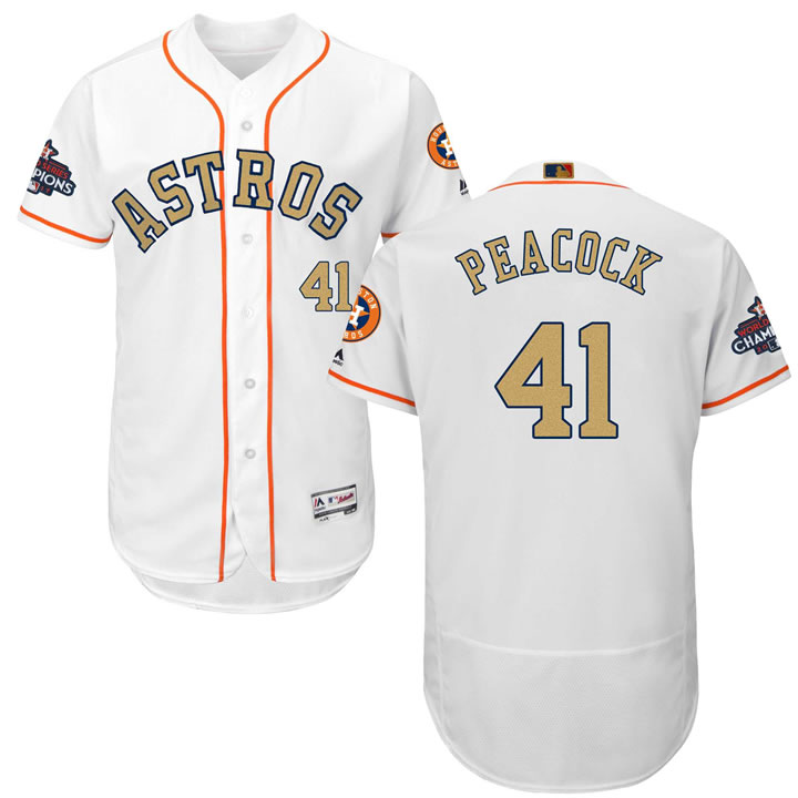 Astros #41 Brad Peacock White 2018 Gold Program Flexbase Jersey,We sell and wholesale Astros #41 Brad Peacock White 2018 Gold Program Flexbase Jersey on line form chian!