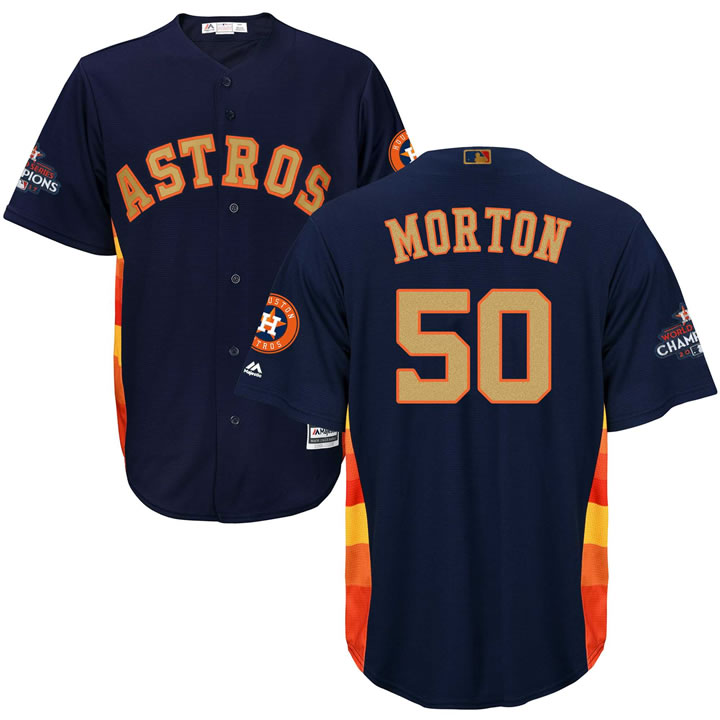 Astros #50 Charlie Morton Navy 2018 Gold Program Cool Base Jersey,We sell and wholesale Astros #50 Charlie Morton Navy 2018 Gold Program Cool Base Jersey on line form chian!