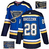 Blues 28 Kyle Brodziak Blue Glittery Edition Adidas Jersey,baseball caps,new era cap wholesale,wholesale hats