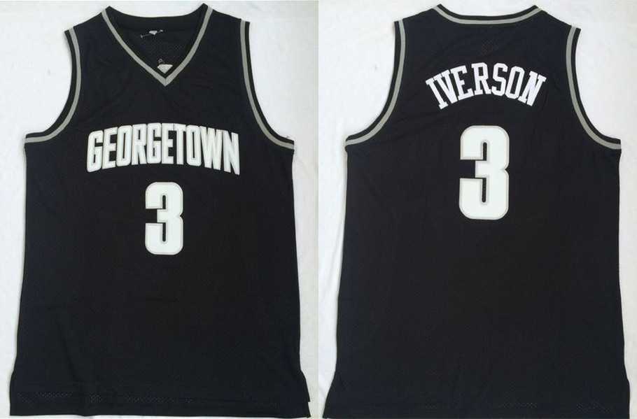 Georgetown Hoyas 3 Allen Iverson Black College Basketball Jersey,We sell and wholesale Georgetown Hoyas 3 Allen Iverson Black College Basketball Jersey on line form chian!