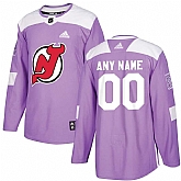 Men's Customized New Jersey Devils Purple Adidas Hockey Fights Cancer Practice Jersey