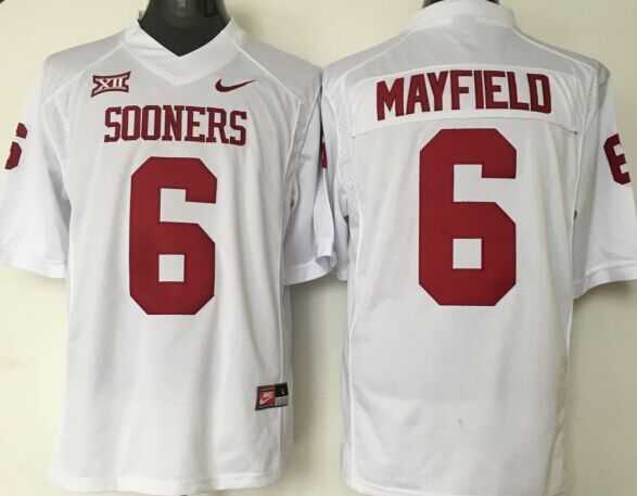 Oklahoma Sooners 6 Baker Mayfield White College Football Jersey,We sell and wholesale Oklahoma Sooners 6 Baker Mayfield White College Football Jersey on line form chian!