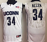UConn Huskies 34 Ray Allen White College Basketball Jersey,baseball caps,new era cap wholesale,wholesale hats
