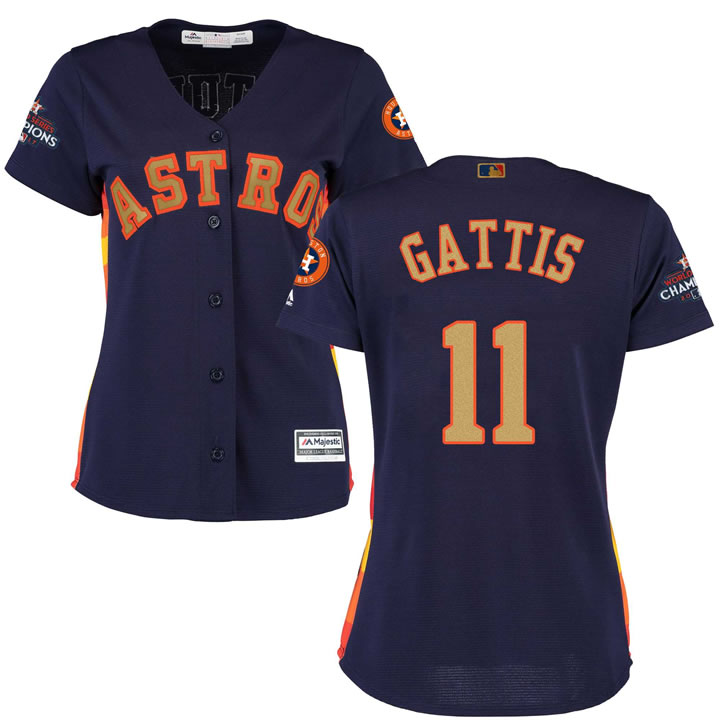 Women Astros #11 Evan Gattis Navy 2018 Gold Program Cool Base Jersey,We sell and wholesale Women Astros #11 Evan Gattis Navy 2018 Gold Program Cool Base Jersey on line form chian!