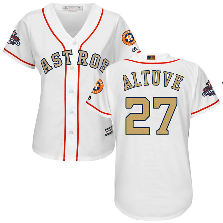 Women Astros #27 Jose Altuve White 2018 Gold Program Cool Base Jersey,We sell and wholesale Women Astros #27 Jose Altuve White 2018 Gold Program Cool Base Jersey on line form chian!