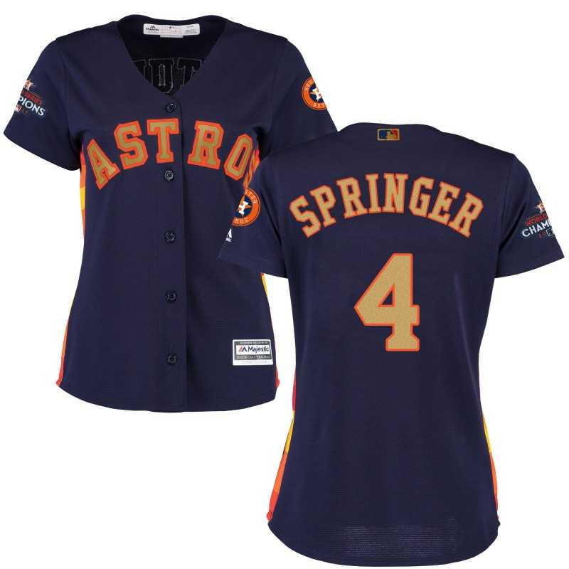 Women Astros #4 George Springer Navy 2018 Gold Program Cool Base Jersey,We sell and wholesale Women Astros #4 George Springer Navy 2018 Gold Program Cool Base Jersey on line form chian!