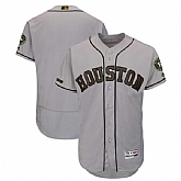Men's Customized Astros Any Name & Number Gray 2018 Memorial Day Flexbase Jersey,baseball caps,new era cap wholesale,wholesale hats