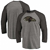 Baltimore Ravens NFL Pro Line by Fanatics Branded Black Gray Tri Blend 34 Sleeve T Shirt,baseball caps,new era cap wholesale,wholesale hats