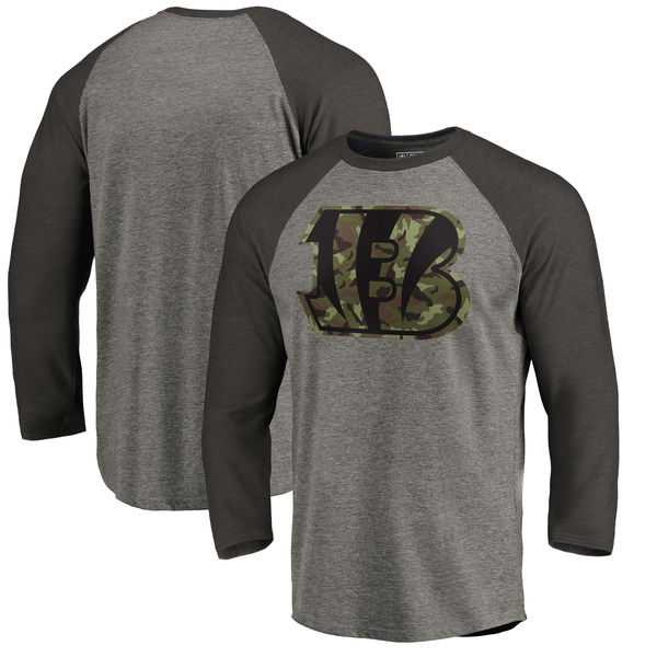 Cincinnati Bengals NFL Pro Line by Fanatics Branded Black Gray Tri Blend 34 Sleeve T Shirt,We sell and wholesale Cincinnati Bengals NFL Pro Line by Fanatics Branded Black Gray Tri Blend 34 Sleeve T Shirt on line form chian!