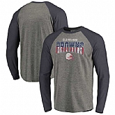 Cleveland Browns NFL Pro Line by Fanatics Branded Freedom Long Sleeve Tri-Blend Raglan T-Shirt - Heathered Gray