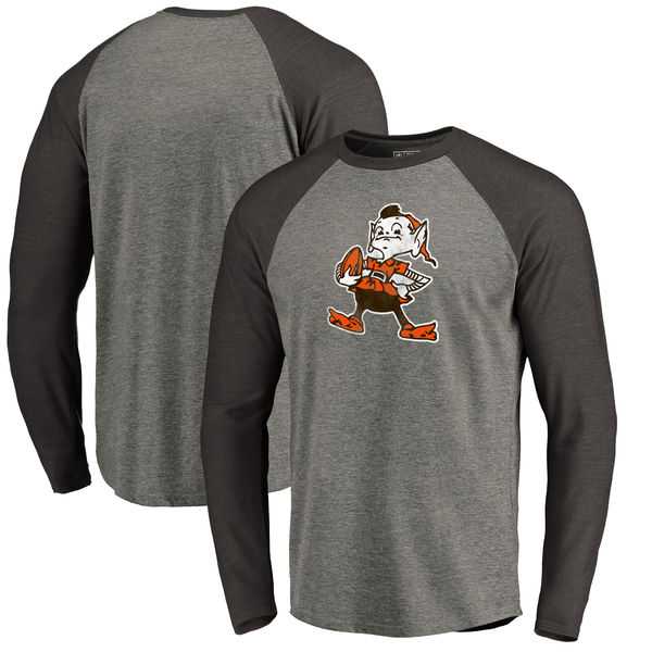 Cleveland Browns NFL Pro Line by Fanatics Branded Throwback Logo Big & Tall Long Sleeve Tri-Blend Raglan T-Shirt - Gray Black,We sell and wholesale Cleveland Browns NFL Pro Line by Fanatics Branded Throwback Logo Big & Tall Long Sleeve Tri-Blend Raglan T-Shirt - Gray Black on line form chian!