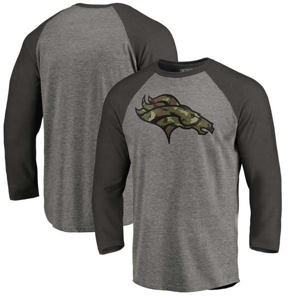 Denver Broncos NFL Pro Line by Fanatics Branded Black Gray Tri Blend 34 Sleeve T Shirt,We sell and wholesale Denver Broncos NFL Pro Line by Fanatics Branded Black Gray Tri Blend 34 Sleeve T Shirt on line form chian!