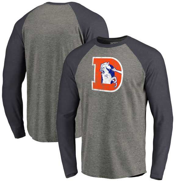 Denver Broncos NFL Pro Line by Fanatics Branded Throwback Logo Big & Tall Long Sleeve Tri-Blend Raglan T-Shirt - Gray Navy,We sell and wholesale Denver Broncos NFL Pro Line by Fanatics Branded Throwback Logo Big & Tall Long Sleeve Tri-Blend Raglan T-Shirt - Gray Navy on line form chian!