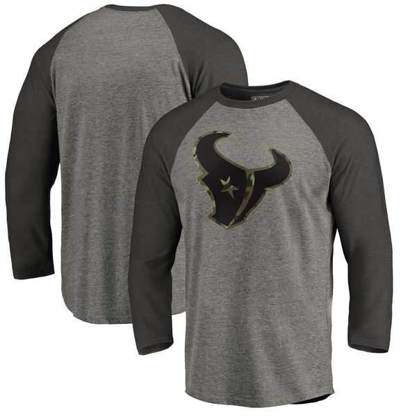 Houston Texans NFL Pro Line by Fanatics Branded Black Gray Tri Blend 34 Sleeve T Shirt,We sell and wholesale Houston Texans NFL Pro Line by Fanatics Branded Black Gray Tri Blend 34 Sleeve T Shirt on line form chian!
