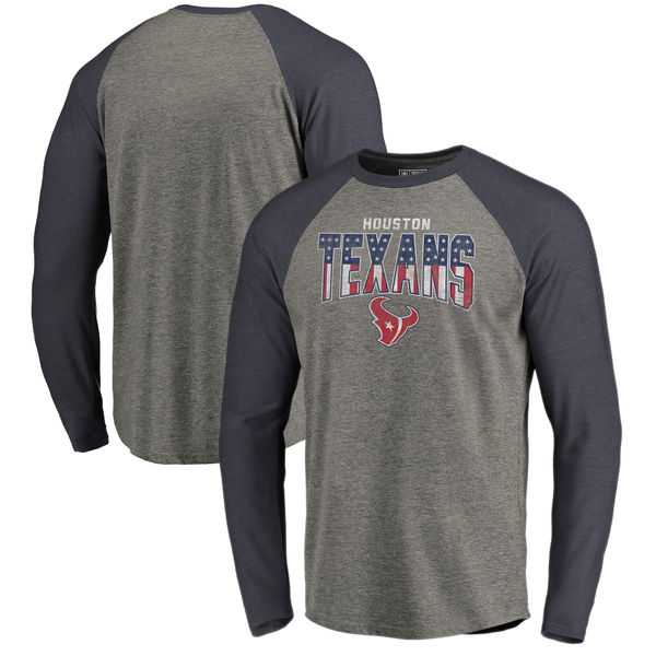 Houston Texans NFL Pro Line by Fanatics Branded Freedom Long Sleeve Tri-Blend Raglan T-Shirt - Heathered Gray,We sell and wholesale Houston Texans NFL Pro Line by Fanatics Branded Freedom Long Sleeve Tri-Blend Raglan T-Shirt - Heathered Gray on line form chian!