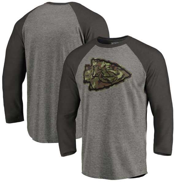 Kansas City Chiefs NFL Pro Line by Fanatics Branded Black Gray Tri Blend 34 Sleeve T-Shirt,We sell and wholesale Kansas City Chiefs NFL Pro Line by Fanatics Branded Black Gray Tri Blend 34 Sleeve T-Shirt on line form chian!