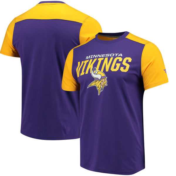 Minnesota Vikings NFL Pro Line by Fanatics Branded Iconic Color Blocked T-Shirt Purple Gold,We sell and wholesale Minnesota Vikings NFL Pro Line by Fanatics Branded Iconic Color Blocked T-Shirt Purple Gold on line form chian!