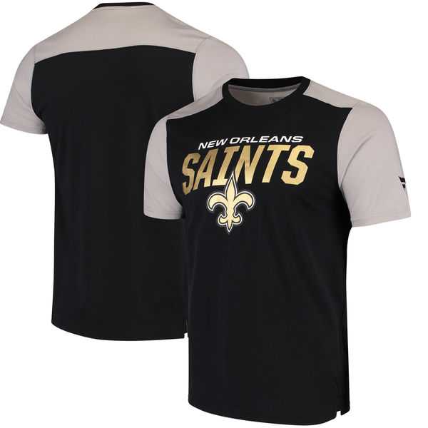 New Orleans Saints NFL Pro Line by Fanatics Branded Iconic Color Blocked T-Shirt Black Gray,We sell and wholesale New Orleans Saints NFL Pro Line by Fanatics Branded Iconic Color Blocked T-Shirt Black Gray on line form chian!