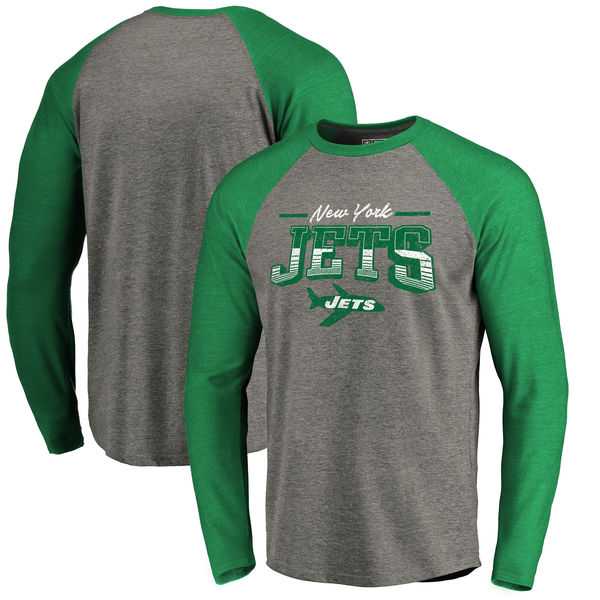 New York Jets NFL Pro Line by Fanatics Branded Throwback Collection Season Ticket Long Sleeve Tri-Blend Raglan T-Shirt - Heathered Gray Green,We sell and wholesale New York Jets NFL Pro Line by Fanatics Branded Throwback Collection Season Ticket Long Sleeve Tri-Blend Raglan T-Shirt - Heathered Gray Green on line form chian!
