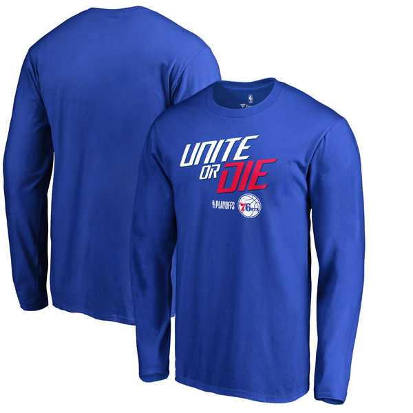 Philadelphia 76ers Fanatics Branded 2018 NBA Playoffs Slogan Long Sleeve T-Shirt Royal,We sell and wholesale Philadelphia 76ers Fanatics Branded 2018 NBA Playoffs Slogan Long Sleeve T-Shirt Royal on line form chian!