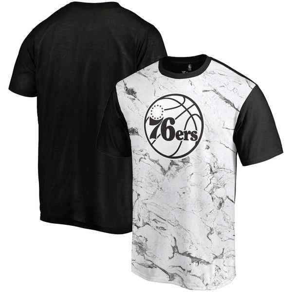 Philadelphia 76ers Marble Sublimated T Shirt White Black,We sell and wholesale Philadelphia 76ers Marble Sublimated T Shirt White Black on line form chian!