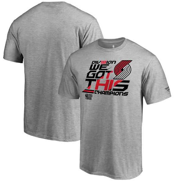 Portland Trail Blazers Fanatics Branded 2018 NBA Northwest Division Champions Locker Room T-Shirt Heather Gray,We sell and wholesale Portland Trail Blazers Fanatics Branded 2018 NBA Northwest Division Champions Locker Room T-Shirt Heather Gray on line form chian!