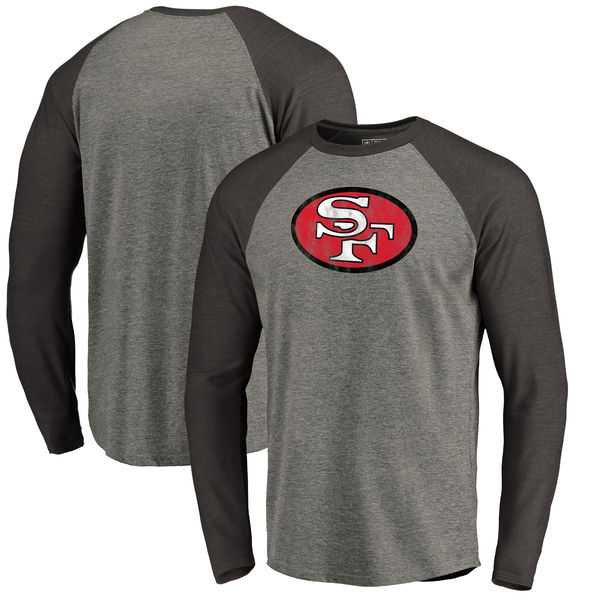 San Francisco 49ers NFL Pro Line by Fanatics Branded Throwback Logo Big & Tall Long Sleeve Tri-Blend Raglan T-Shirt - Gray Black,We sell and wholesale San Francisco 49ers NFL Pro Line by Fanatics Branded Throwback Logo Big & Tall Long Sleeve Tri-Blend Raglan T-Shirt - Gray Black on line form chian!