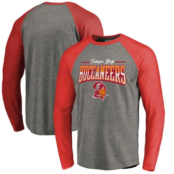Tampa Bay Buccaneers NFL Pro Line by Fanatics Branded Throwback Collection Season Ticket II Long Sleeve Tri-Blend Raglan T-Shirt - Heather Gray Red,We sell and wholesale Tampa Bay Buccaneers NFL Pro Line by Fanatics Branded Throwback Collection Season Ticket II Long Sleeve Tri-Blend Raglan T-Shirt - Heather Gray Red on line form chian!