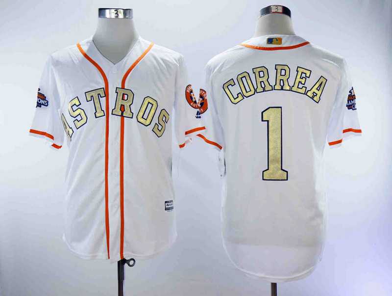 Astros 1 Carlos Correa White 2018 Gold Program Cool Base Baseball Jerseys,We sell and wholesale Astros 1 Carlos Correa White 2018 Gold Program Cool Base Baseball Jerseys on line form chian!