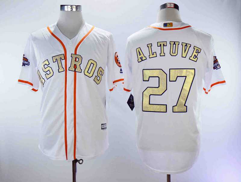 Astros 27 Jose Altuve White 2018 Gold Program Cool Base Baseball Jerseys,We sell and wholesale Astros 27 Jose Altuve White 2018 Gold Program Cool Base Baseball Jerseys on line form chian!