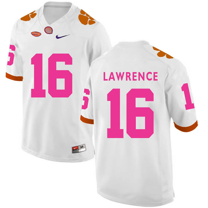 Clemson Tigers 16 Trevor Lawrence White 2018 Breast Cancer Awareness College Football Jersey DingZhi,We sell and wholesale Clemson Tigers 16 Trevor Lawrence White 2018 Breast Cancer Awareness College Football Jersey DingZhi on line form chian!