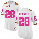 Clemson Tigers 28 Tavien Feaster White 2018 Breast Cancer Awareness College Football Jersey DingZhi