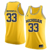 University of Michigan 33 Cazzie Russell Yellow College Basketball Jersey Dzhi,baseball caps,new era cap wholesale,wholesale hats