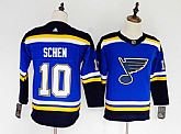 Women Blues 10 Brayden Schen Blue Adidas Stitched Jersey,baseball caps,new era cap wholesale,wholesale hats