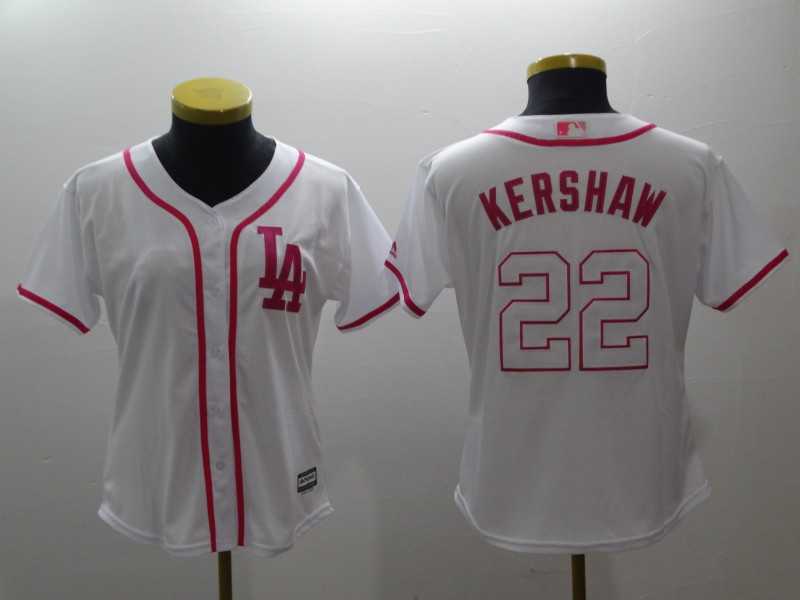 Women Dodgers 22 Clayton Kershaw White Pink Cool Base Baseball Jerseys,We sell and wholesale Women Dodgers 22 Clayton Kershaw White Pink Cool Base Baseball Jerseys on line form chian!