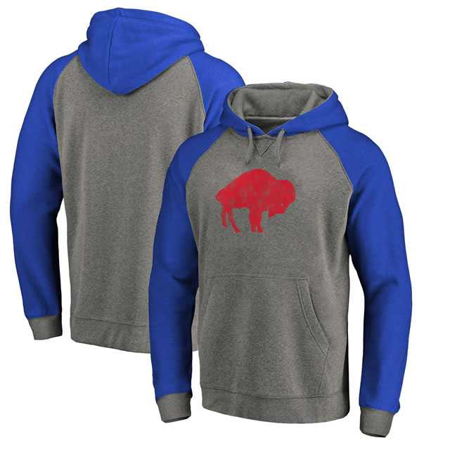 Buffalo Bills NFL Pro Line by Fanatics Branded Gray Royal Throwback Logo Tri-Blend Raglan Pullover Hoodie 90Hou,We sell and wholesale Buffalo Bills NFL Pro Line by Fanatics Branded Gray Royal Throwback Logo Tri-Blend Raglan Pullover Hoodie 90Hou on line form chian!