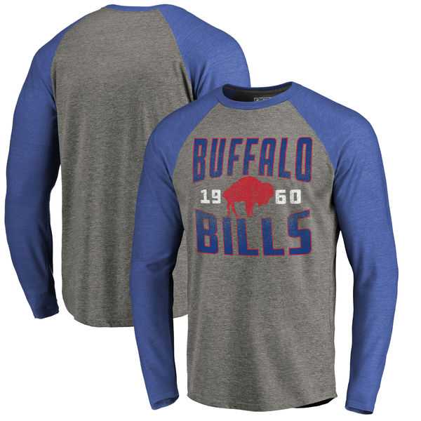 Buffalo Bills NFL Pro Line by Fanatics Branded Timeless Collection Antique Stack Long Sleeve Tri-Blend Raglan T-Shirt Ash,We sell and wholesale Buffalo Bills NFL Pro Line by Fanatics Branded Timeless Collection Antique Stack Long Sleeve Tri-Blend Raglan T-Shirt Ash on line form chian!