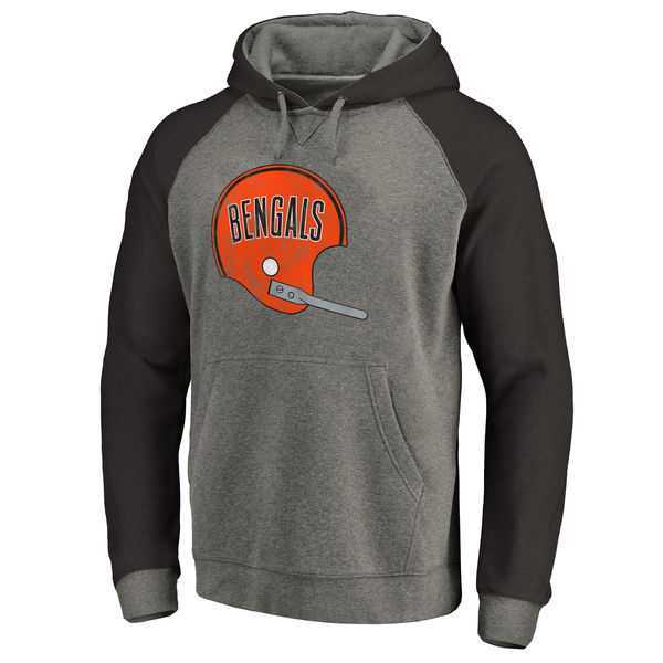 Cincinnati Bengals NFL Pro Line by Fanatics Branded Gray  Black Throwback Logo Tri-Blend Raglan Pullover Hoodie 90Hou,We sell and wholesale Cincinnati Bengals NFL Pro Line by Fanatics Branded Gray  Black Throwback Logo Tri-Blend Raglan Pullover Hoodie 90Hou on line form chian!