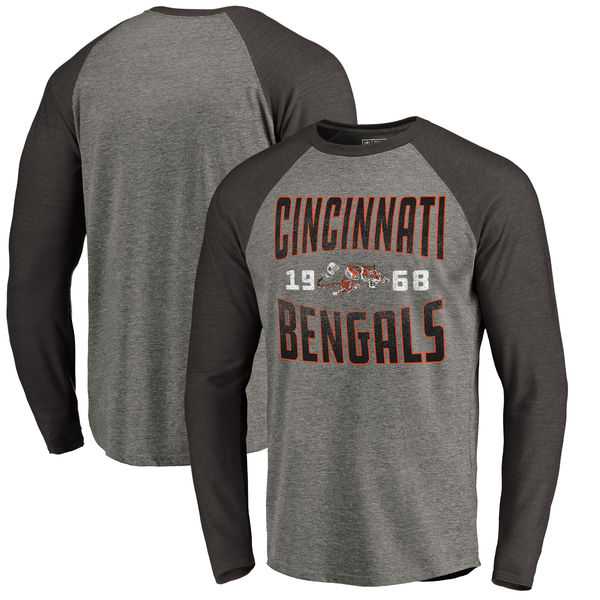 Cincinnati Bengals NFL Pro Line by Fanatics Branded Timeless Collection Antique Stack Long Sleeve Tri-Blend Raglan T-Shirt Ash,We sell and wholesale Cincinnati Bengals NFL Pro Line by Fanatics Branded Timeless Collection Antique Stack Long Sleeve Tri-Blend Raglan T-Shirt Ash on line form chian!