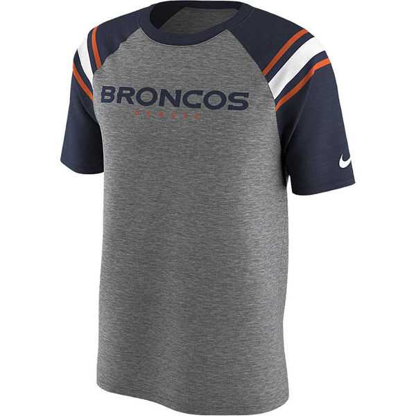 Denver Broncos Nike Enzyme Shoulder Stripe Raglan T-Shirt - Heathered Gray,We sell and wholesale Denver Broncos Nike Enzyme Shoulder Stripe Raglan T-Shirt - Heathered Gray on line form chian!