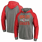 Kansas City Chiefs NFL Pro Line by Fanatics Branded Timeless Collection Antique Stack Tri-Blend Raglan Pullover Hoodie Ash,baseball caps,new era cap wholesale,wholesale hats
