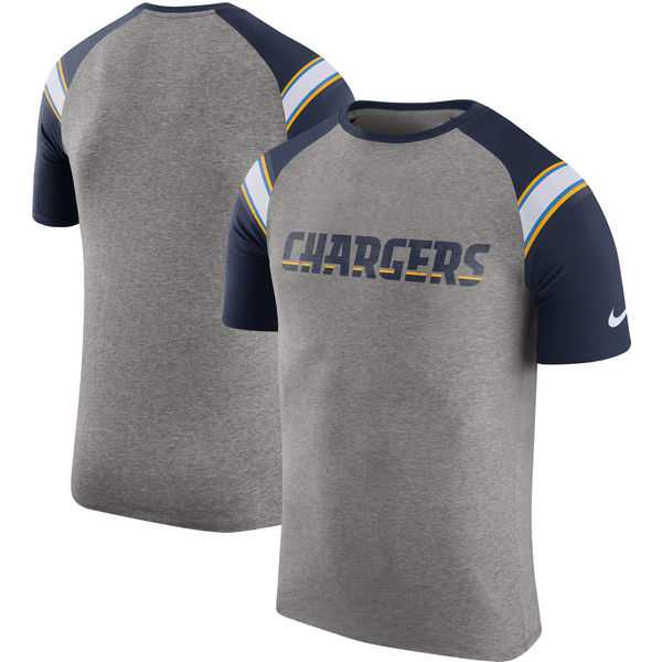Los Angeles Chargers Nike Enzyme Shoulder Stripe Raglan T-Shirt - Heathered Gray,We sell and wholesale Los Angeles Chargers Nike Enzyme Shoulder Stripe Raglan T-Shirt - Heathered Gray on line form chian!