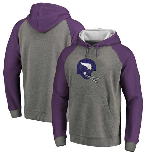 Minnesota Vikings NFL Pro Line by Fanatics Branded Throwback Logo Tri-Blend Raglan Pullover Hoodie Gray Purple,We sell and wholesale Minnesota Vikings NFL Pro Line by Fanatics Branded Throwback Logo Tri-Blend Raglan Pullover Hoodie Gray Purple on line form chian!